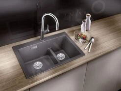 Blanco Pleon 6 Split - Fregadero De Silgranite, 615x510 Mm, Roca Gris 521690 -Blanco 0ff21b059e9d91c3940b4181