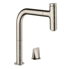 Hansgrohe M71 - Grifo De Fregadero M7119-H200 Con Ducha Extraíble, Instalación De 2 Orificios, SBOX, Aspecto De Acero Inoxidable 73804800