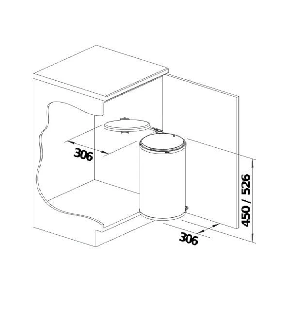 Blanco Singolo XL - Cubo De Basura Empotrado, Capacidad 20 L 526377 4 Blanco Singolo XL - Cubo De Basura Empotrado, Capacidad 20 L 526377 - Imagen 2