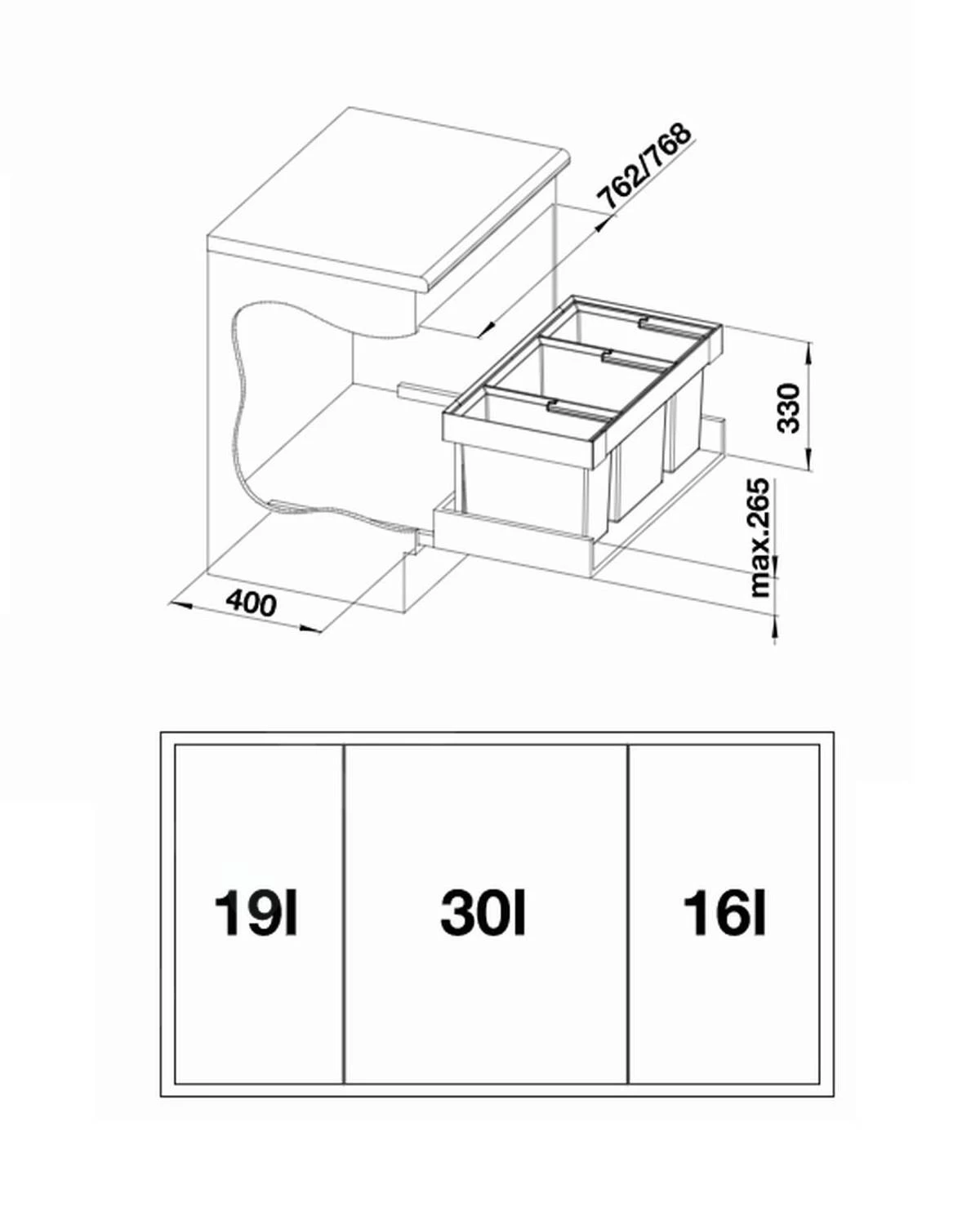 Blanco Flexon II - Cubo De Basura Extraíble, Con Compartimientos Separados, 65 L 525221 4 Blanco Flexon II - Cubo De Basura Extraíble, Con Compartimientos Separados, 65 L 525221 - Imagen 2