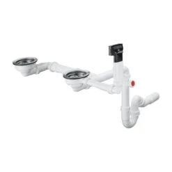 Hansgrohe Juegos De Desagüe - Conjunto De Desagüe Y Rebosadero Para Fregadero De Granito Dos Senos, Cromo 43928000