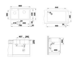 Blanco Pleon 9 - Fregadero De Silgranite, 860x500 Mm, Antracita 523057 -Blanco 2482243457f078147bfbe232