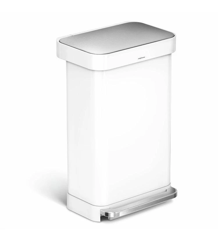 Simplehuman Cubos De Basura - Cubo De Basura Con Bolsillo Para Bolsas, 45 L, Blanco CW2027 3 Simplehuman Cubos De Basura - Cubo De Basura Con Bolsillo Para Bolsas, 45 L, Blanco CW2027