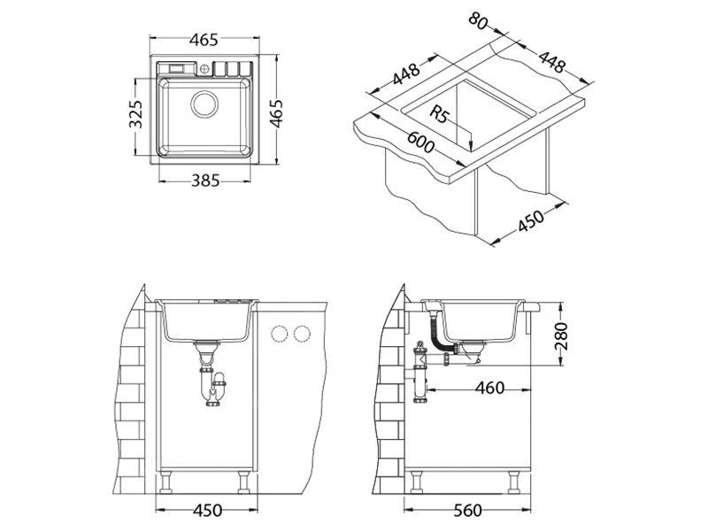 Alveus Niagara - Fregadero De Granito 465x465 Mm, Carbon 1089484 4 Alveus Niagara - Fregadero De Granito 465x465 Mm, Carbon 1089484 - Imagen 2