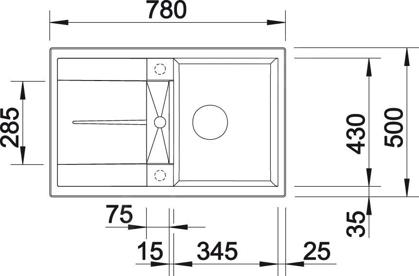Blanco Metra 45 - Fregadero De Silgranite, 780x500 Mm, Negro 525915 4 Blanco Metra 45 - Fregadero De Silgranite, 780x500 Mm, Negro 525915 - Imagen 2