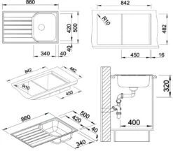 Blanco Livit 45 - Fregadero, 860x500 Mm, Acero Inoxidable Cepillado 514786 -Blanco 3b5a77aee918aa8c4c763eab