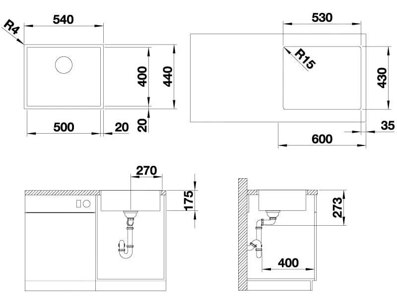 Blanco Zerox 500 - Fregadero, 540x440 Mm, Acero Inoxidable 521588 4 Blanco Zerox 500 - Fregadero, 540x440 Mm, Acero Inoxidable 521588 - Imagen 2