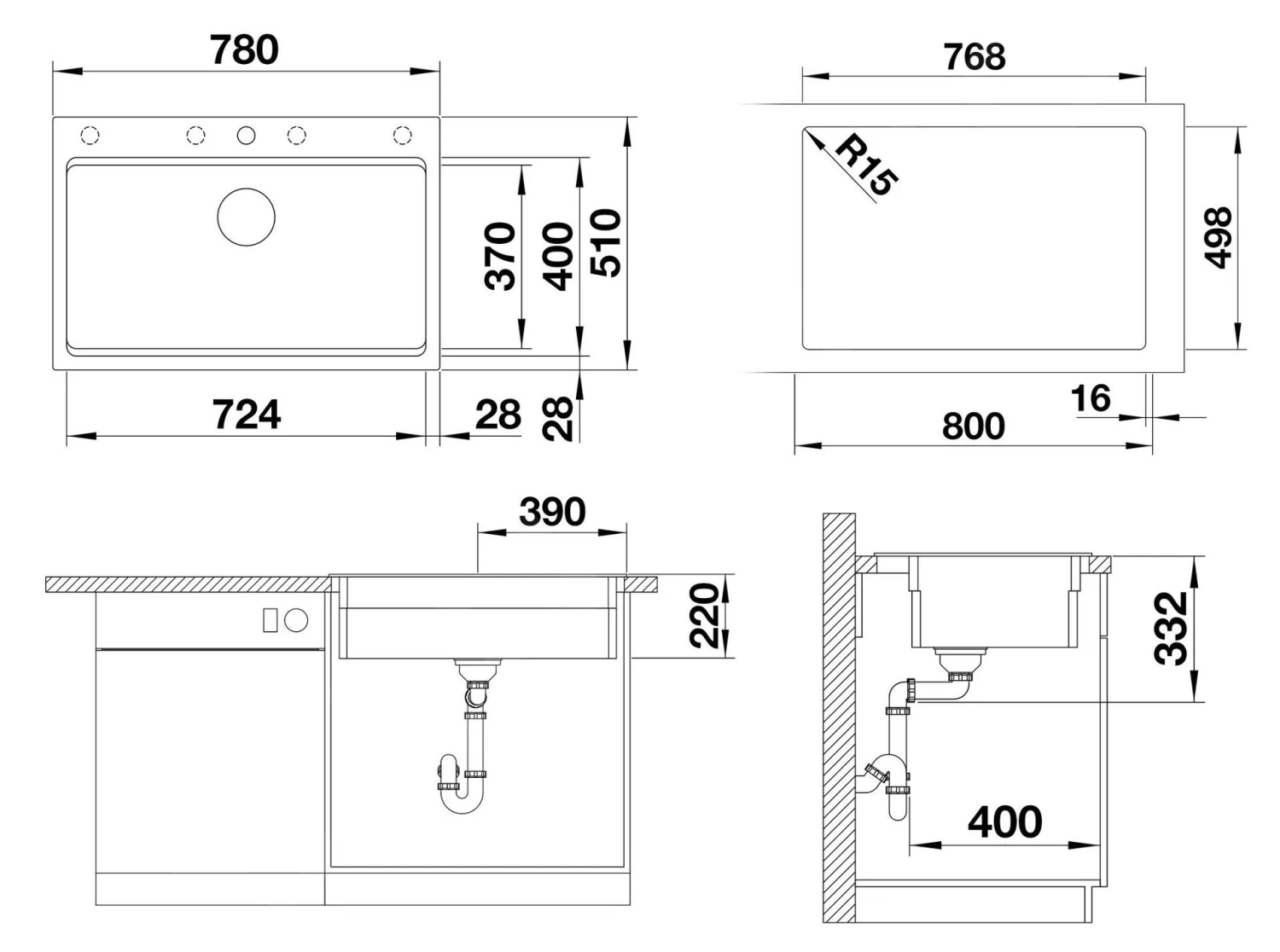 Blanco Etagon 8 - Fregadero De Silgranite, 780x510 Mm, Con Correderas, Antracita 525187 4 Blanco Etagon 8 - Fregadero De Silgranite, 780x510 Mm, Con Correderas, Antracita 525187 - Imagen 2