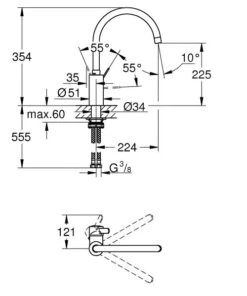 Grohe Eurosmart Cosmopolitan - Grifo De Fregadero, Cromo 32843002 -Blanco 55caddcd88ed74d75aad8fc6