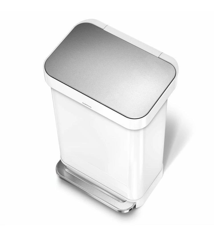 Simplehuman Cubos De Basura - Cubo De Basura Con Bolsillo Para Bolsas, 45 L, Blanco CW2027 5 Simplehuman Cubos De Basura - Cubo De Basura Con Bolsillo Para Bolsas, 45 L, Blanco CW2027 - Imagen 3
