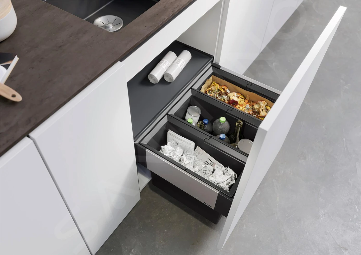 Blanco Select - Cubo De Basura Empotrado, Con Compartimento, 45 L 526204 5 Blanco Select - Cubo De Basura Empotrado, Con Compartimento, 45 L 526204 - Imagen 3