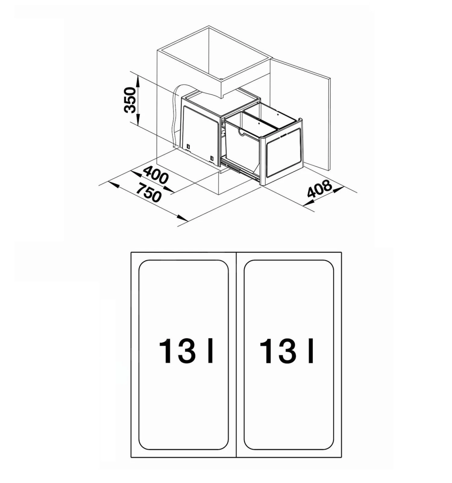 Blanco Botton Pro - Cubo De Basura Extraíble, Con Separación, Capacidad 26 L 517468 4 Blanco Botton Pro - Cubo De Basura Extraíble, Con Separación, Capacidad 26 L 517468 - Imagen 2