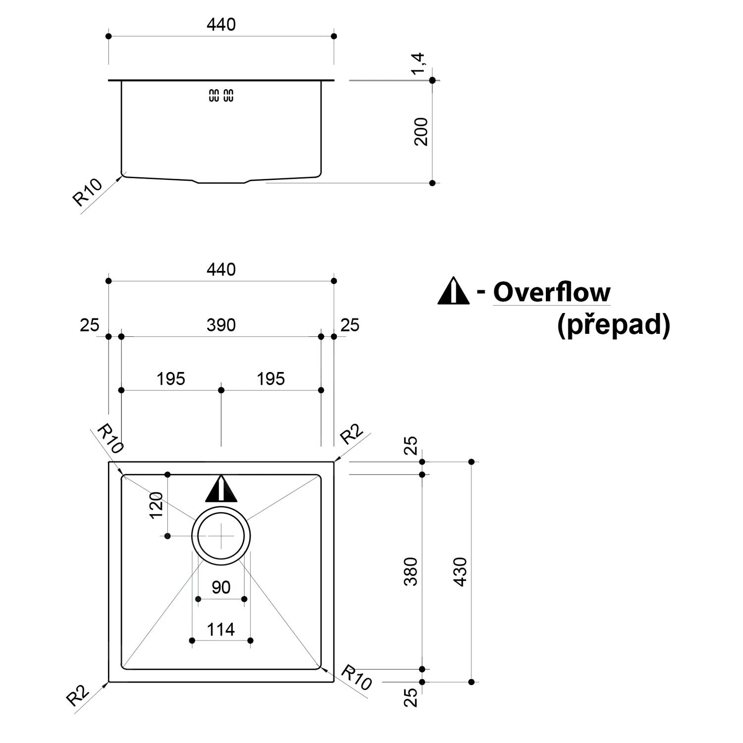 Sapho Epic - Fregadero 440x430x200 Mm, R10, Acero Inoxidable EP428 4 Sapho Epic - Fregadero 440x430x200 Mm, R10, Acero Inoxidable EP428 - Imagen 2