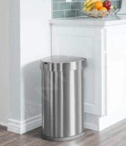 Simplehuman Cubos De Basura - Cubo De Basura Con Apertura Sin Contacto Con Sensor De Movimiento, 45 L, Acero Inoxidable Cepillado ST2009 -Blanco 734794a4d1080ef87bb749f7