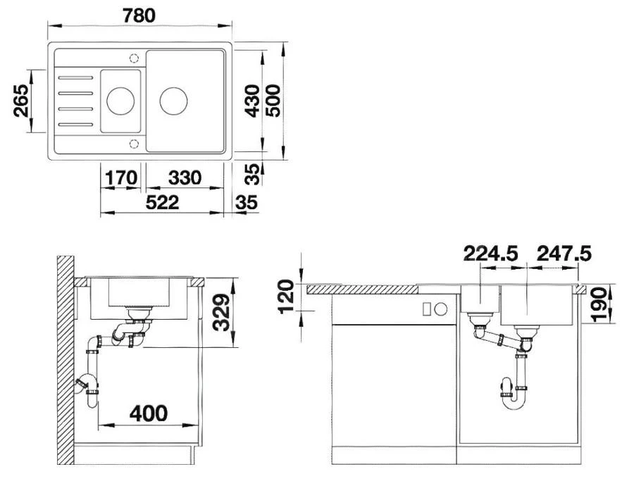 Blanco Legra 6 - Fregadero De Silgranite, 780x500 Mm, Compact, Antracita 521302 4 Blanco Legra 6 - Fregadero De Silgranite, 780x500 Mm, Compact, Antracita 521302 - Imagen 2