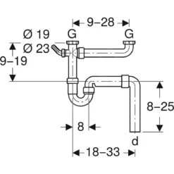 Geberit Accesorios - Tapón De Olores Para Fregadero Doble, Con Manguera Angular, Salida Vertical, D 50 Mm 152.553.11.1 -Blanco 805ac70cb2721d37dbea4af3