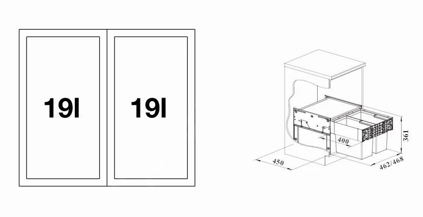 Blanco Select - Cubo De Basura Empotrado, Con Compartimento, Capacidad 38 L 526201 4 Blanco Select - Cubo De Basura Empotrado, Con Compartimento, Capacidad 38 L 526201 - Imagen 2