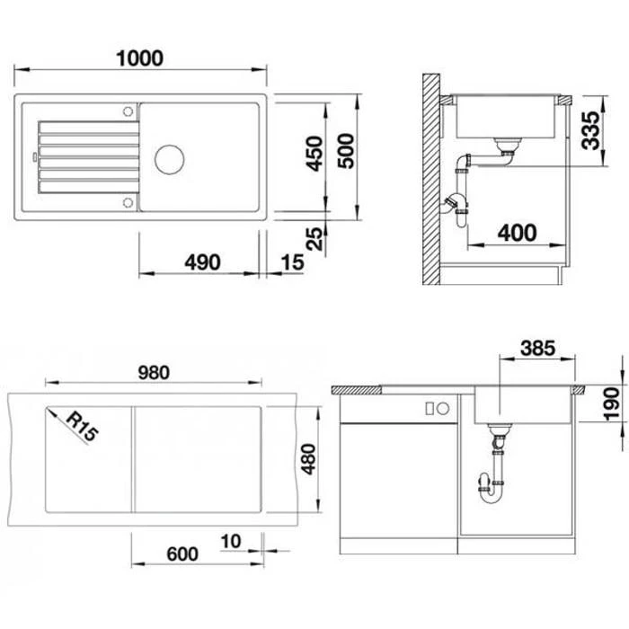 Blanco Zia XL 6 - Fregadero De Silgranite, 1000x500 Mm, Aluminio 517569 4 Blanco Zia XL 6 - Fregadero De Silgranite, 1000x500 Mm, Aluminio 517569 - Imagen 2