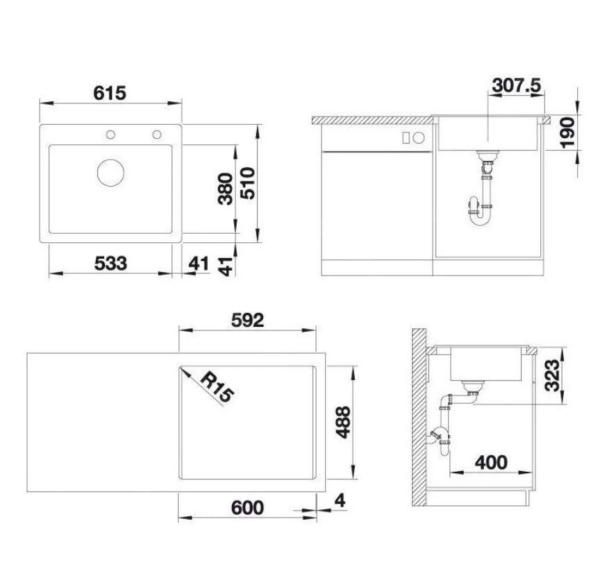 Blanco Palona 6 - Fregadero Cerámico, 615x510 Mm, Con Control De Desagüe, Blanco Brillante 524731 4 Blanco Palona 6 - Fregadero Cerámico, 615x510 Mm, Con Control De Desagüe, Blanco Brillante 524731 - Imagen 2