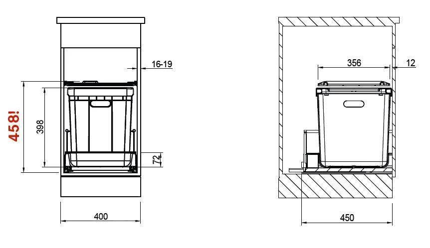 Franke Sortery - Cubo De Basura Integrado 350-40 121.0307.552 4 Franke Sortery - Cubo De Basura Integrado 350-40 121.0307.552 - Imagen 2