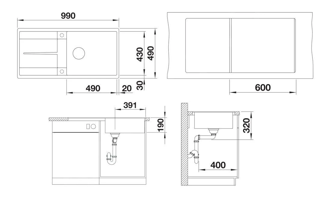 Blanco Metra XL 6 - Fregadero De Silgranite, 990x490 Mm, Con Control De Desagüe, Blanco Suave 527125 4 Blanco Metra XL 6 - Fregadero De Silgranite, 990x490 Mm, Con Control De Desagüe, Blanco Suave 527125 - Imagen 2