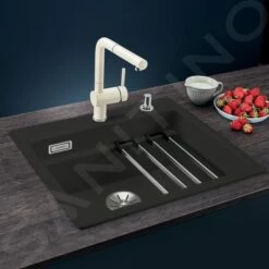 Blanco Etagon 6 - Fregadero Cerámico, 584x510 Mm, Con Control De Desagüe Y Con Accesorios, Negro 525162 -Blanco b37e0e219cbfc63783c45bb5