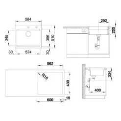 Blanco Etagon 6 - Fregadero Cerámico, 584x510 Mm, Con Control De Desagüe Y Con Accesorios, Negro 525162 -Blanco b95a0ad03829aa15bd1907f5