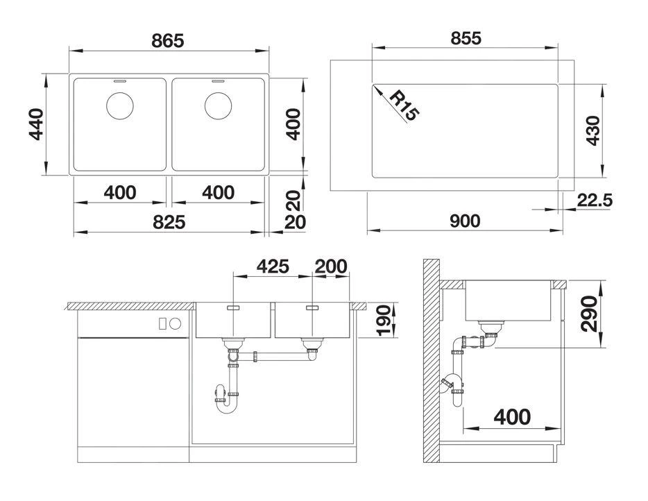 Blanco Andano 400 - Fregadero, 865x440 Mm, Acero Inoxidable 522985 4 Blanco Andano 400 - Fregadero, 865x440 Mm, Acero Inoxidable 522985 - Imagen 2
