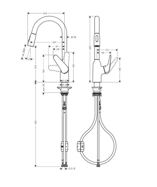 Hansgrohe Focus M42 - Grifo De Fregadero M429-H220 Con Ducha Extraíble, Cromo 71800000 4 Hansgrohe Focus M42 - Grifo De Fregadero M429-H220 Con Ducha Extraíble, Cromo 71800000 - Imagen 2