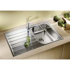 Blanco Livit 45 - Fregadero, 860x500 Mm, Acero Inoxidable Cepillado 514786 -Blanco eca09b3359524cbda5c05a77