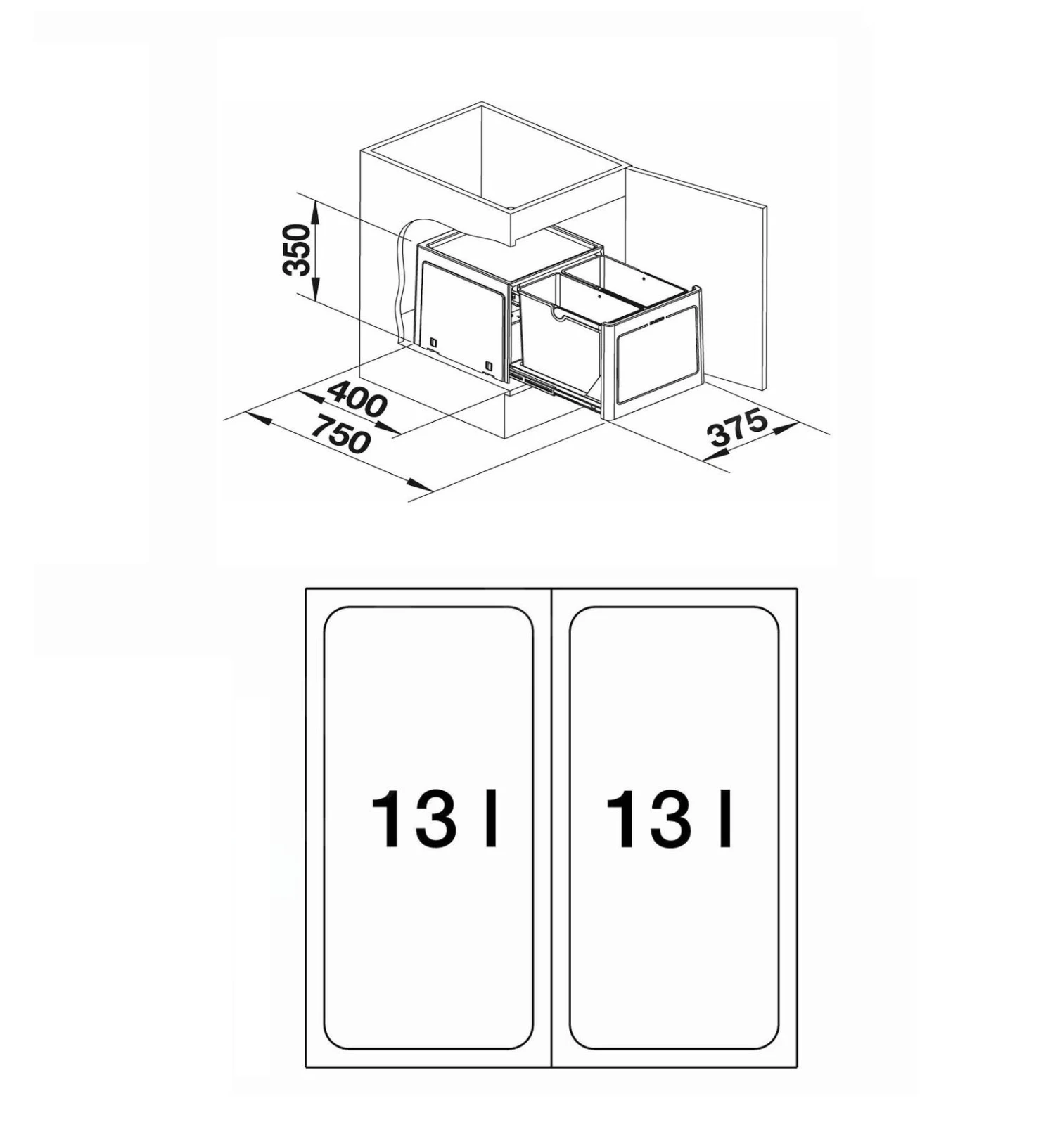 Blanco Botton Pro - Cubo De Basura Extraíble, Con Separación, Capacidad 26 L 517467 4 Blanco Botton Pro - Cubo De Basura Extraíble, Con Separación, Capacidad 26 L 517467 - Imagen 2